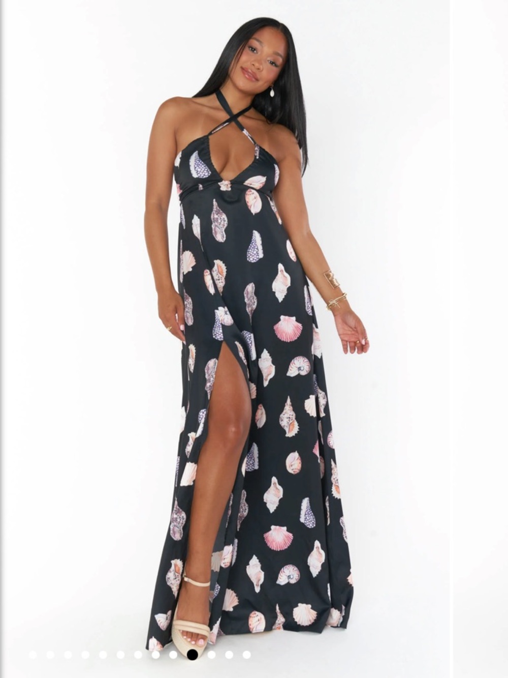 Show Me Your MuMu Milo’s Maxi Dress -  Black with Pink & Cream Shell Print